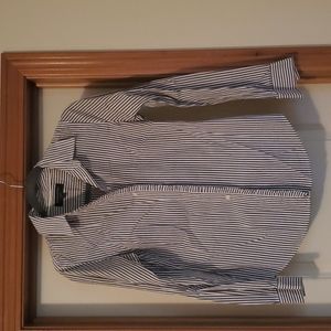 Banana republic grey and white stripped button down